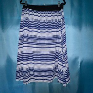 LuLaRoe Blue White Striped Lola Skirt 2X